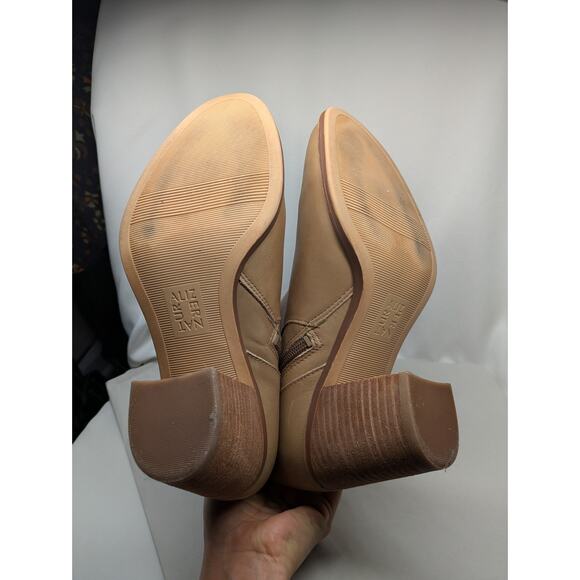 Naturalizer Kala Ankle Boots Womens 8M Beige-Brown Leather Block Heel Western - Picture 4 of 8